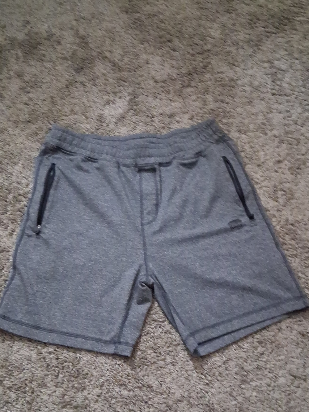 Roots Heather Gray Athletic Shorts - M - Drawstring - Zip Pockets